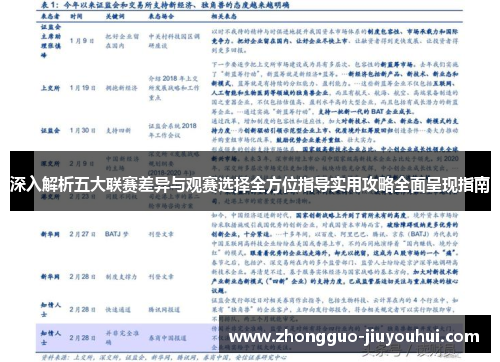 深入解析五大联赛差异与观赛选择全方位指导实用攻略全面呈现指南